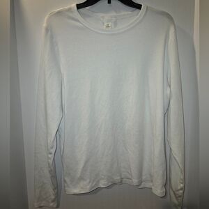 H&M Men's White Long Sleeve Crewneck Tee